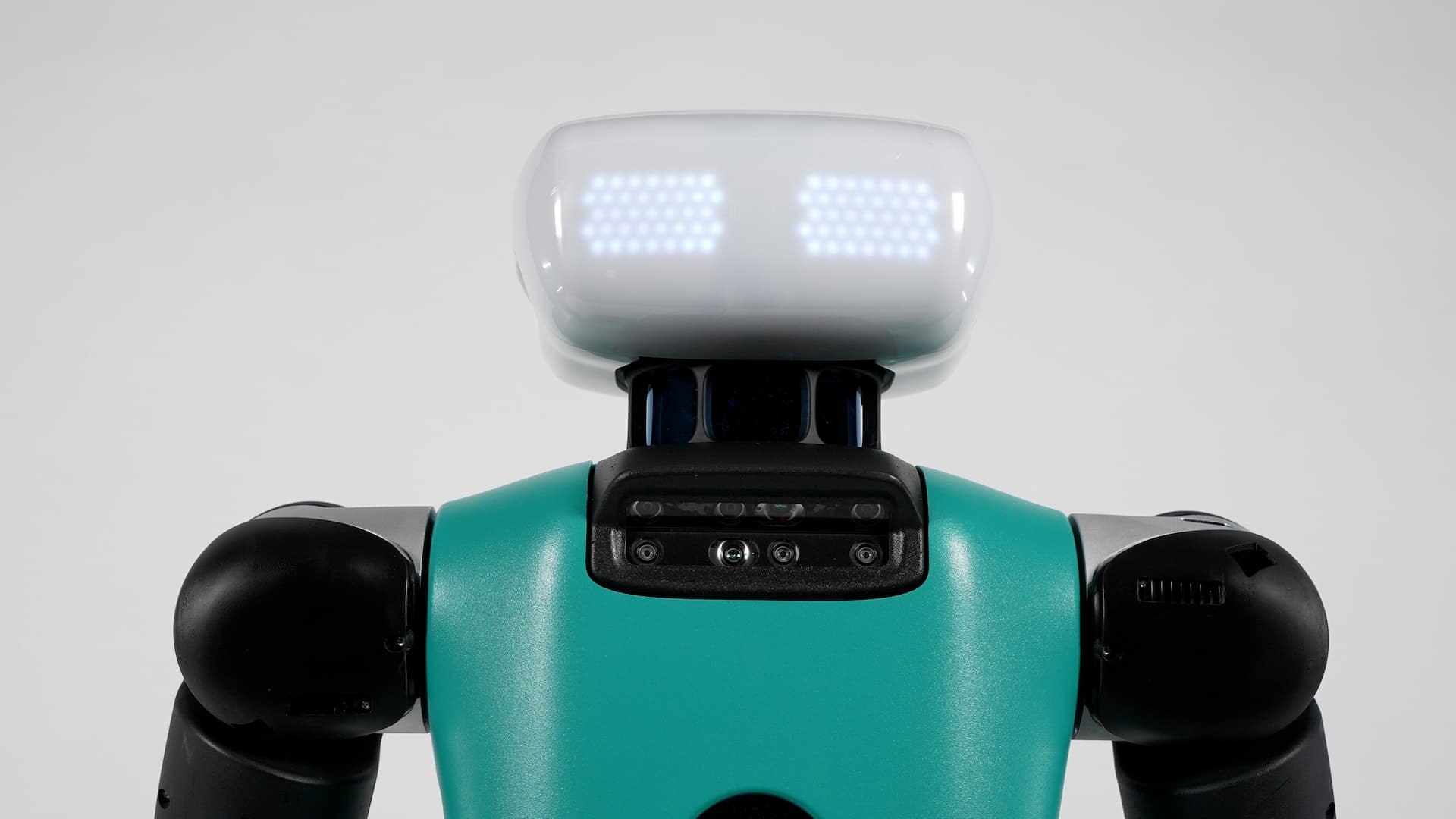A humanoid robot equipped with 'eyes' to indicate its direction of movement
